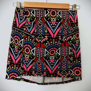 H&M Retro Neon Aztec Bodycon Miniskirt - Small